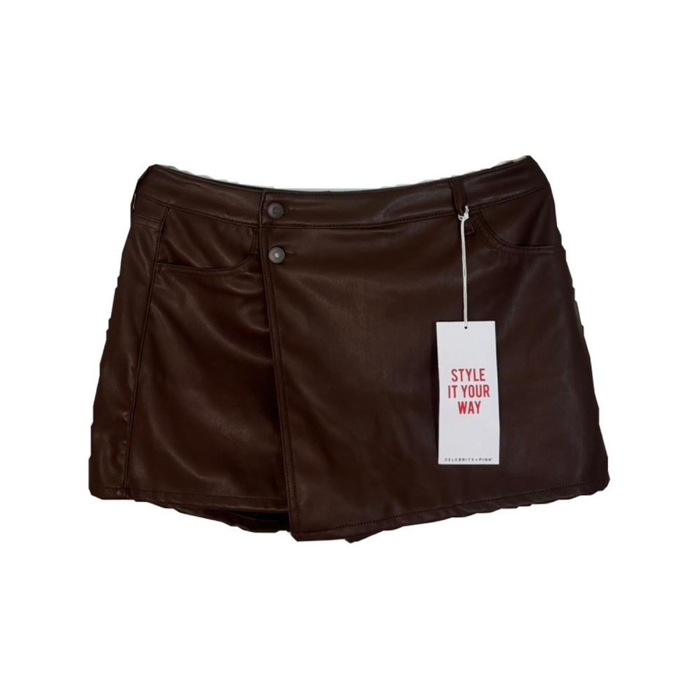 Celebrity Pink Brown Skorts with Textured Finish